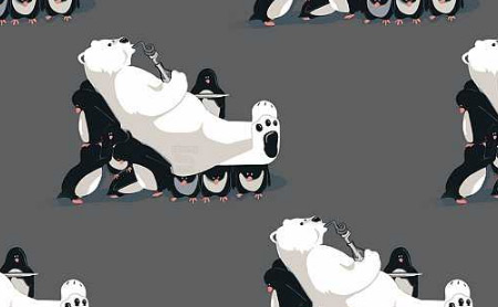 纹理图片1498-企鹅与北极熊无缝平铺背景图案