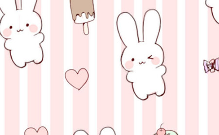 纹理图片1892-雪糕甜点可爱的小白兔无缝平铺背景图片