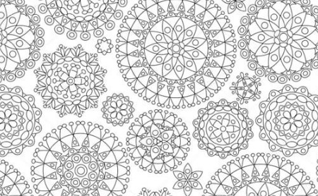 纹理图片1964-黑色线条花圈花纹无缝平铺背景图片