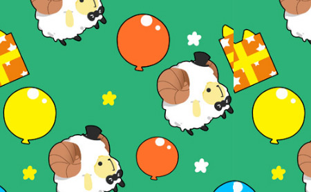纹理图片1973-卡通小绵羊节日气球礼物无缝平铺背景图片