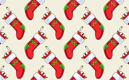 藏着小精灵的圣诞长筒袜无缝平铺背景图片-纹理图片2084