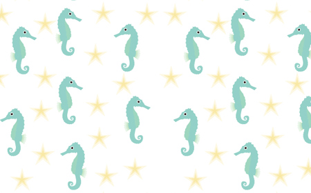 卡通海马星星无缝平铺背景图片-纹理图片2338
